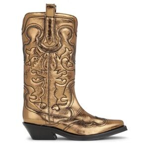 Ganni Metallic Western Boot